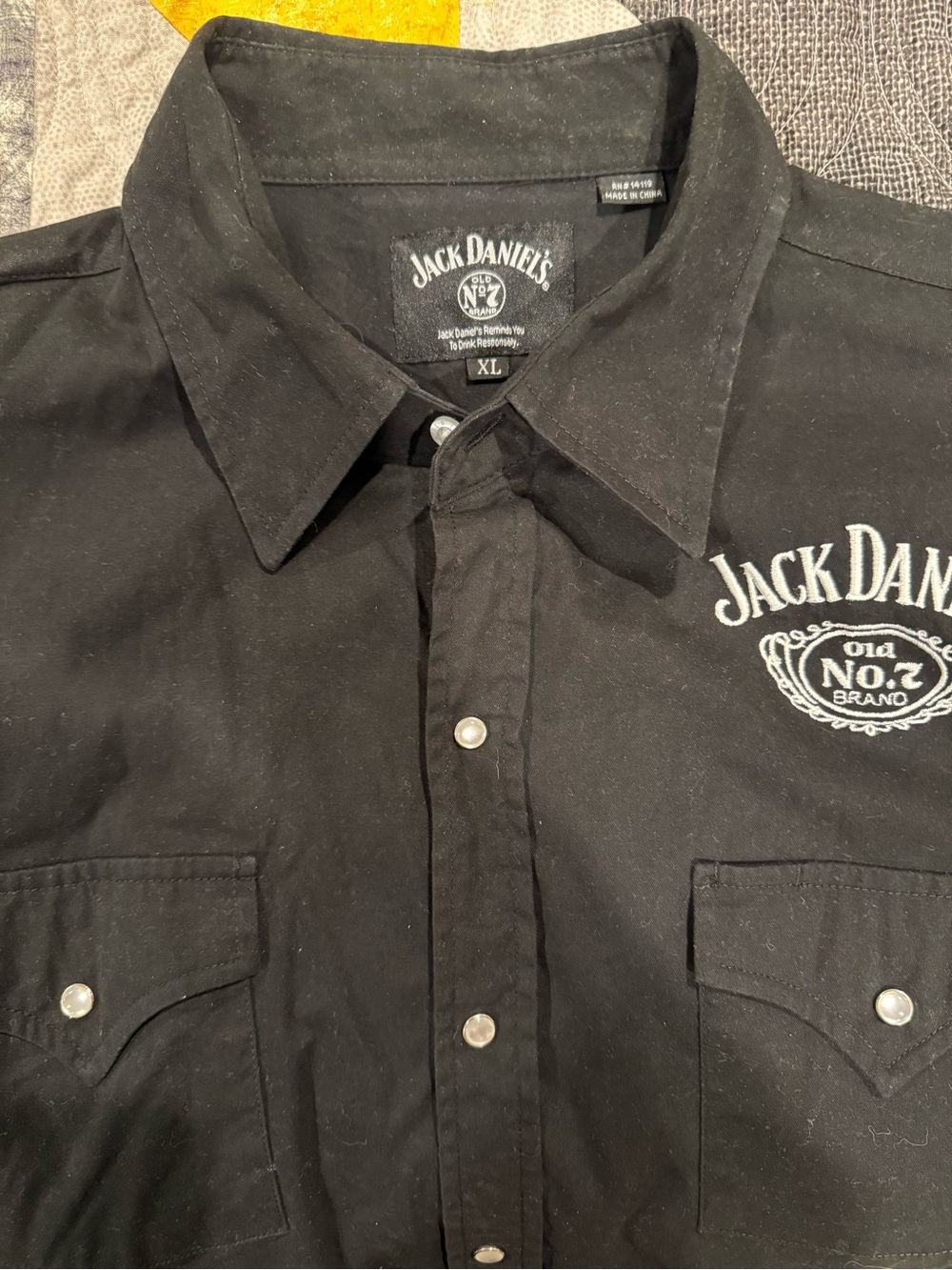 Jack Daniels Black Western Snap-Front Shirt with White Logo